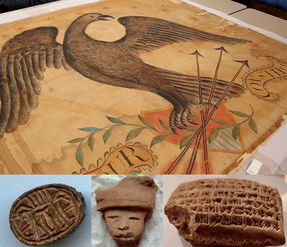 Illustration and sculpted artifacts